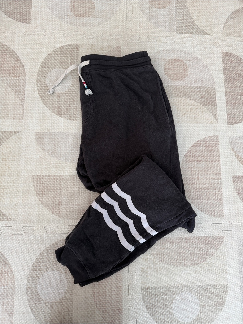 Sol Angeles Black Men's Jogger Sweatpants with White Stripes